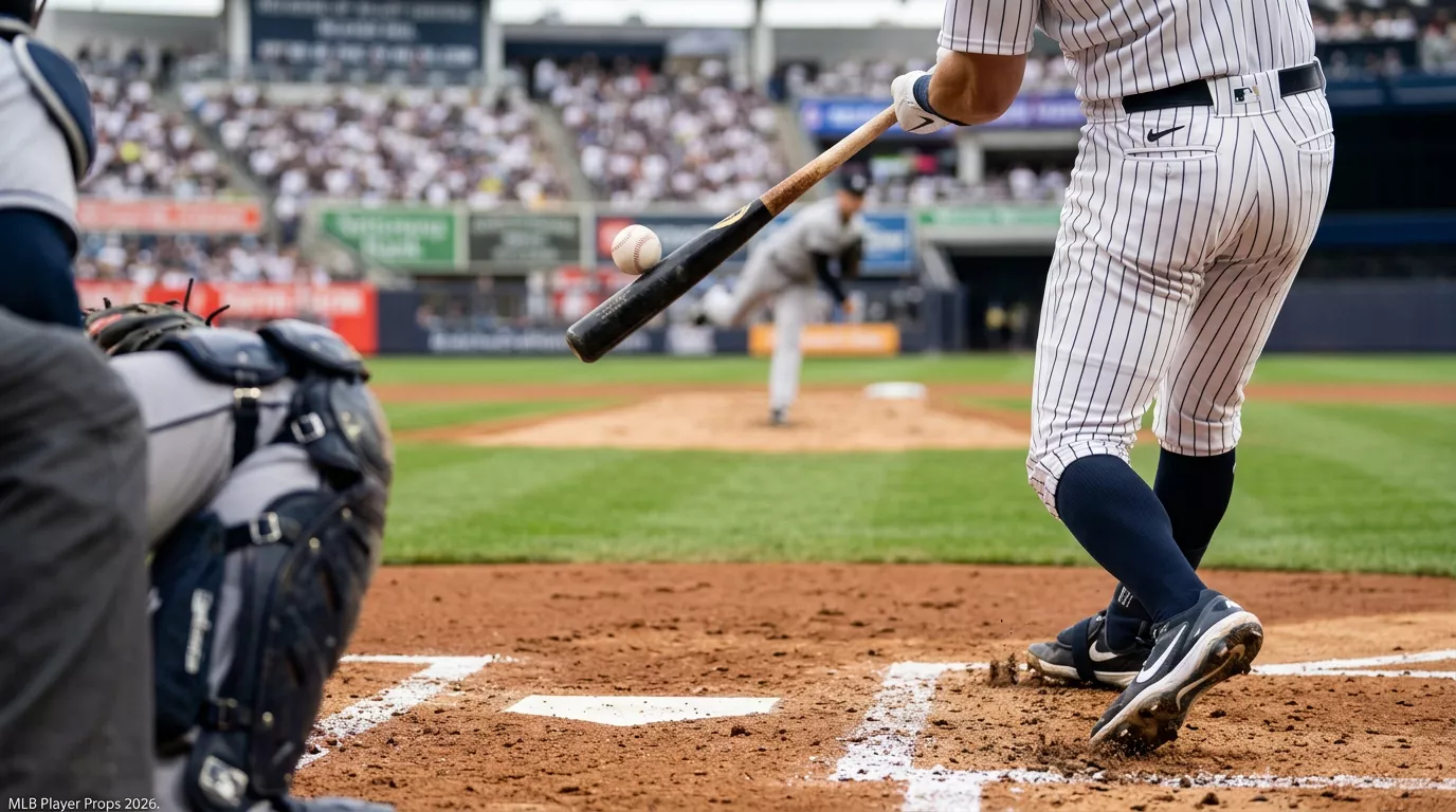 Wooden baseball bat striking a leather ball over home plate at an MLB stadium at dusk
