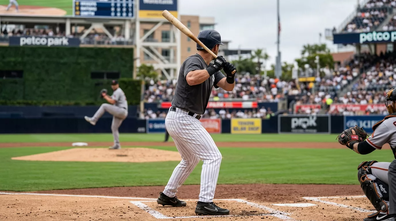 MLB hitter at the plate during an at-bat — the basic event a player prop bet settles on
