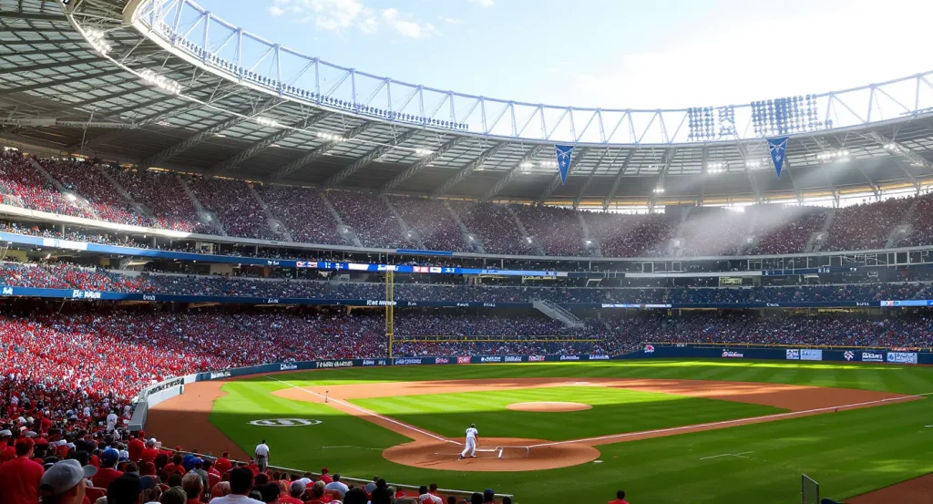 MLB game in action at London Stadium with a packed British crowd, illustrating UK MLB player prop coverage